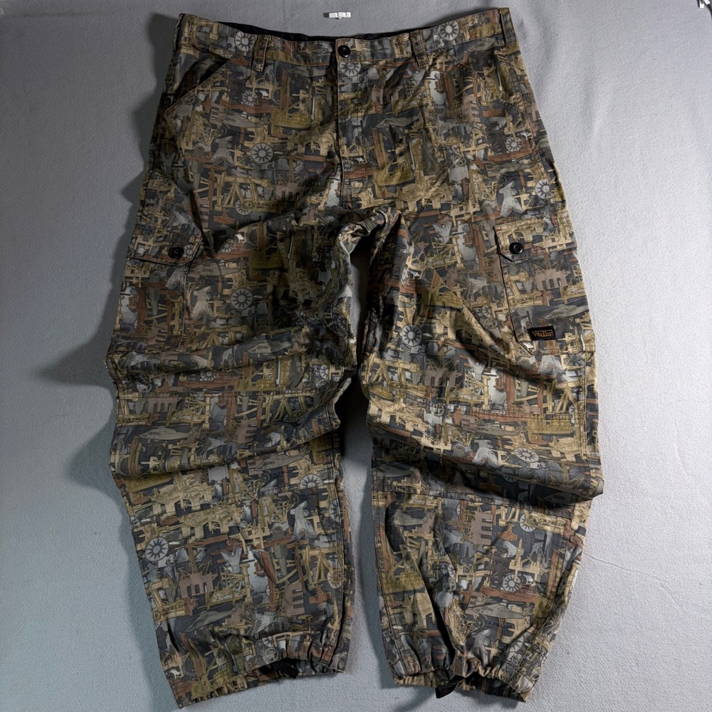 Walls Oilfield Camo Cargo Pants Mens XL 42-44 Industrial Print Workwear Utility
